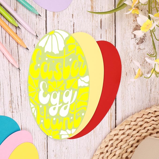 MECCANIXITY 30pcs Oval Card Stock 6-1/2 Inch 50lb/180gsm Thick Cutouts Coaster Paper for Craft Bulletin Board Decor, Light Yellow