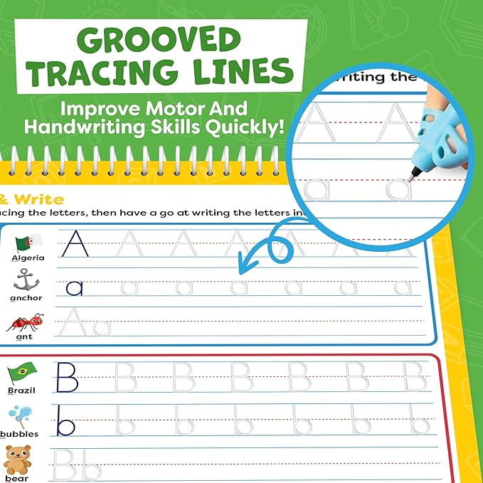Magic Grooved Writing Practice for Kids Age 3-5 - Grooved Writing Books for Kids 3-5 - Handwriting Practice for Kids 5-7 - Preschool Tracing Books, Toys for 4 Year Old - Easter Gifts