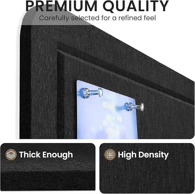 Large Bulletin Board, 48 X 35 Inches Felt Cork Board with 40 Pushpins, Foldable Felt Notice Pin Board Photo Display Board with Self-Adhesive Tape for Office Home School