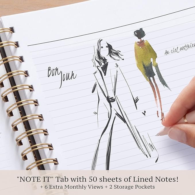 Blue Sky Life Note It 2026 Weekly and Monthly Planner Notes, January 2026 - December 2026, 8.5" x 11", Flexible Cover, Durable Twin Wire Binding, Storage Pocket, 50 Perforated Notes Sheets, Leah