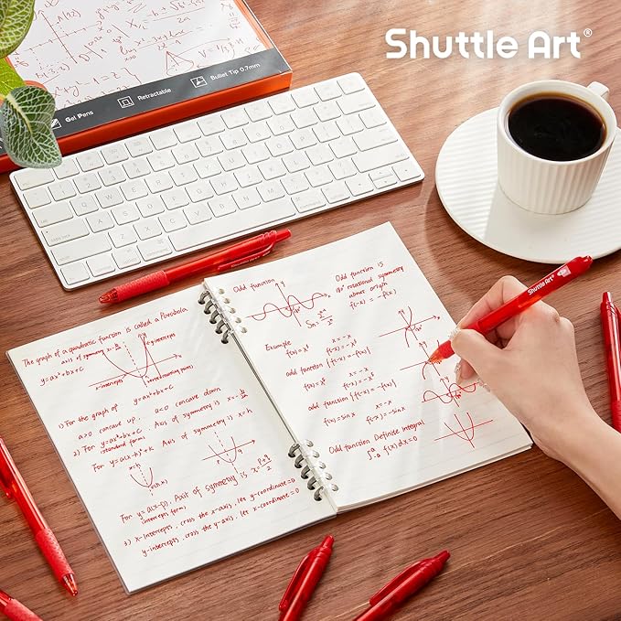 Shuttle Art Red Gel Pens, 40 Pack Retractable 0.7mm Medium Point Rollerball Red Ink Pens Smooth Writing with Comfortable Grip for Writing Journaling Taking Notes Office School Home