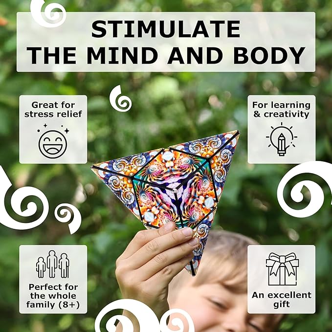 Shashibo DODECA Shape Shifting Box - Award-Winning STEM Fidget Toy with Ultra Strong Magnets - Puzzle Cube Transforms Into 100+ Shapes, Perfect Sensory Gift for Kids, Teens, and Adults (Atlantis)