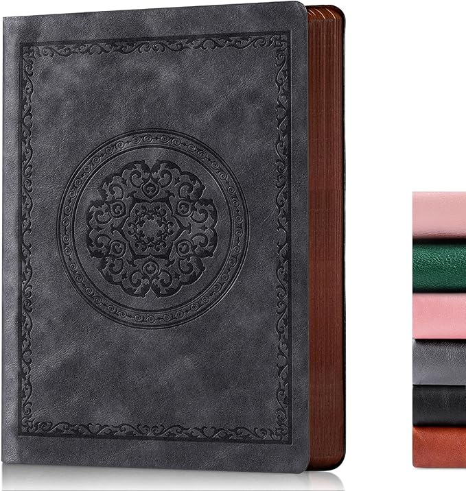 2026 Leather Vintage Journal Notebook,300 Pages,Leather Softcover Lined Journal Notebooks for Women Men,Notebook Journals for Writing Travel,Business,Office,Grey