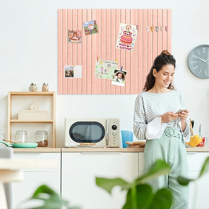 Cork Board for Walls 36" x 24", 6 Pack Felt Bulletin Board Wall Tiles with 30 Push Pins for Home Kitchen School Office Wall DIY Decorative