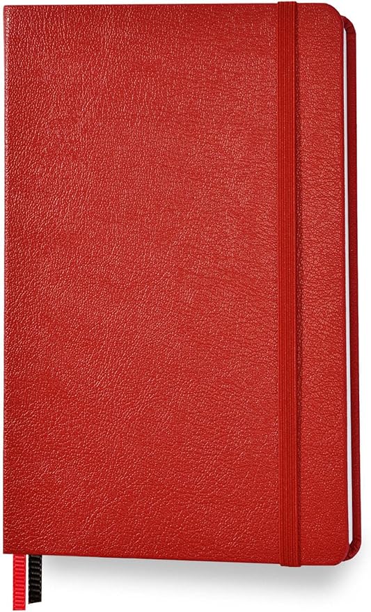Minimalism Art, Premium Hard Cover Notebook Journal, Classic 5" x 8.3", 122 Numbered Pages, Gusseted Pocket, Ribbon Bookmark, Extra Thick Ink-Proof Paper 120gsm, San Francisco (Dotted, Red)