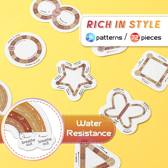 72 Pcs Anxiety Sensory Stickers Strips Adhesive Textured Mental Health Calm Stickers Mindfulness Fidget Decals Stress Anxiety Relief Items for Therapy Office Desk Counselor(Boho Breathe)