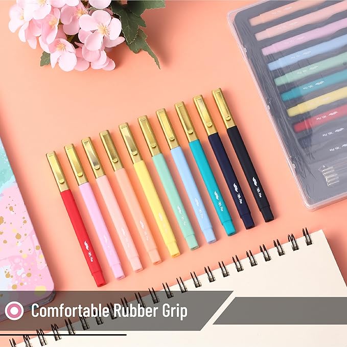 Mr. Pen- Aesthetic Pens, 10 Pack, Colorful Ink with Case and 12 Refills, Fast Dry, No Smear Bible Pens No Bleed Through, 0.7mm Fine Point Pen, Ballpoint Pens Ballpoint