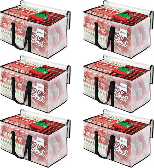 BlissTotes Moving Bags, 93L 6-Pack Storage Bags, Moving Box Heavy Duty Extra Large, Moving Totes with Zipper, Reinforced Handles Boxes for Packaging Moving, Decorative Wreath Storage