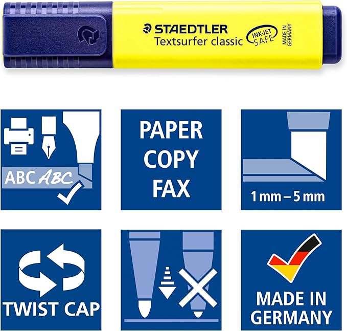 STAEDTLER 364 A WP8 Textsurfer Classic Highlighter Bonus Pack - Assorted Colours (Pack of 6 + 2 FREE)