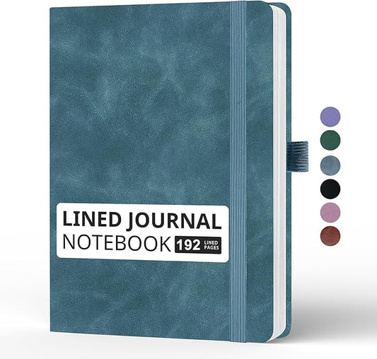 Lined Journal Notebook, A5, 192 Pages 100 GSM Thick Paper, Hardcover Leather College Ruled Journal for Writing, Men Women, Journaling, Daily, Work, Office, Home School Business(Green)