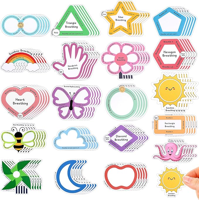 Crtiin 100 Pack Sensory Strips Anxiety Mindfulness Breath Calm Stickers Adhesive Texture Rough Tactile Fidget Tape for Mental Health Relief Anti Stress Stickers(Lovely)