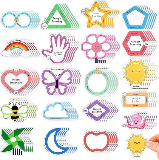 Crtiin 100 Pack Sensory Strips Anxiety Mindfulness Breath Calm Stickers Adhesive Texture Rough Tactile Fidget Tape for Mental Health Relief Anti Stress Stickers(Lovely)