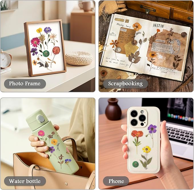 320PCS Pre-Cut Floral Stickers Set Small Flower Decal Journal Stickers PET Flower Sticker for Adult Card Making Letters DIY, Double Blade Line-Easy to Peel