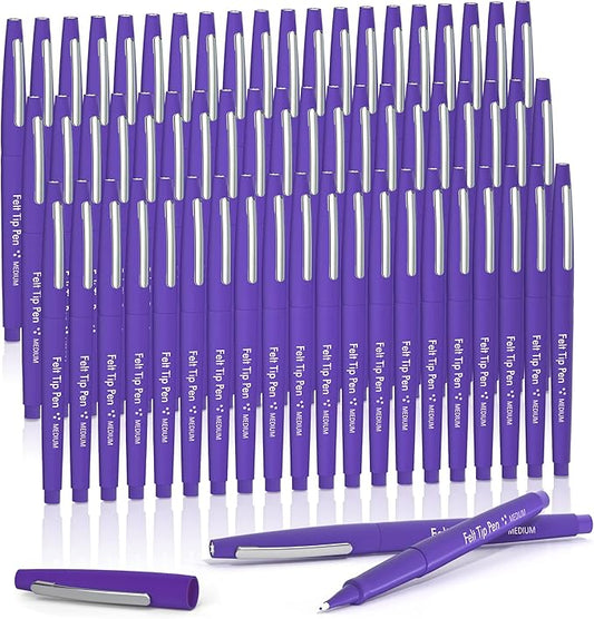 Lelix Felt Tip Pens, 60 Purple Pens, 0.7mm Medium Point, Felt Tip Markers Pens for Journaling, Writing, Note Taking, Planner, Perfect for Art Office and School Supplies
