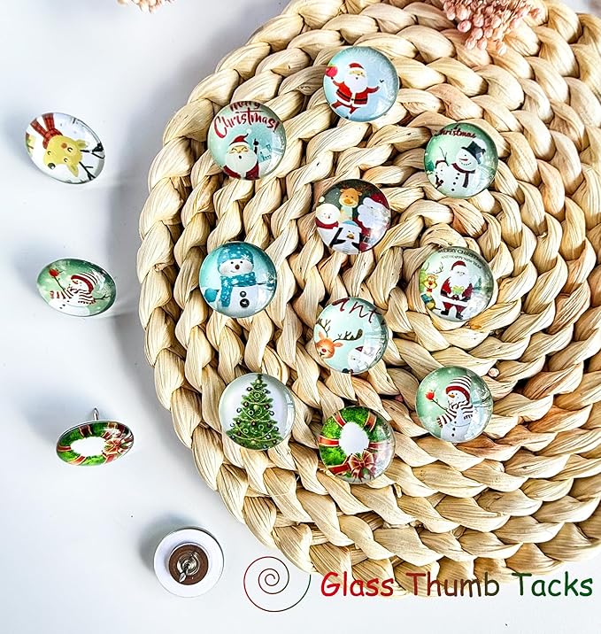 Push Pins for Cork Board-24pcs Decorative Push Pins with Case, Cute Thumb Tacks and Pushpins for Bulletin Board,Thumbtacks for Cork Boards, Office Organization, Christmas and Home Décor