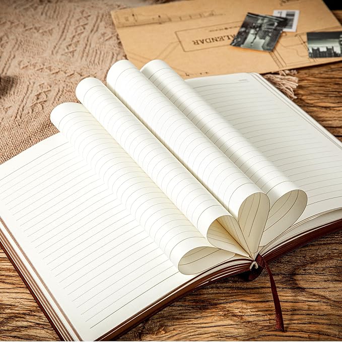 CAGIE Lined Journal for Men Soft Cover Notebook Leather Journals for Writing, 180 Lay Flat Vintage Mens Journal Personal Diary, 5.7'' X 8.3'', Black