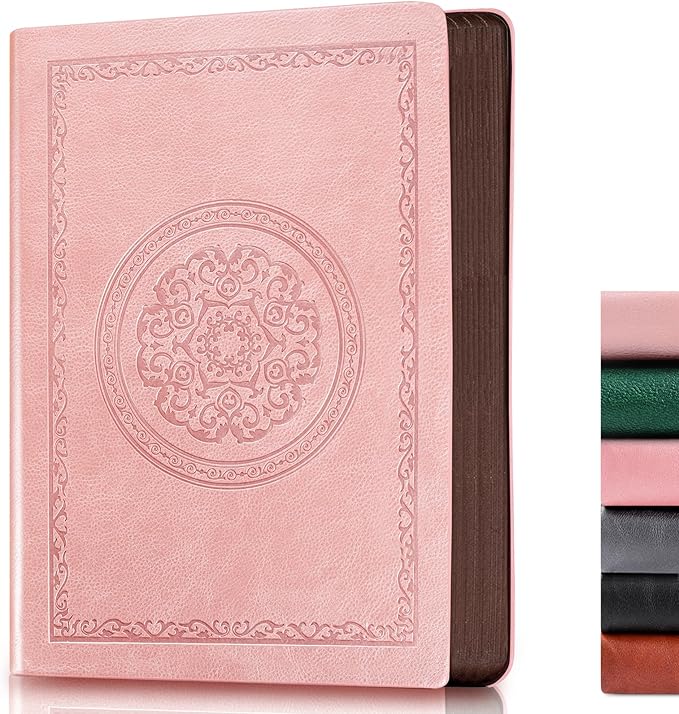 2026 Leather Vintage Journal Notebook,300 Pages,Leather Softcover Lined Journal Notebooks for Women Men,Notebook Journals for Writing Travel,Business,Office,Rose Gold Pink