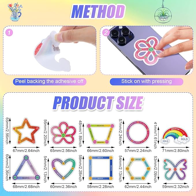 Crtiin 80 Pcs Anxiety Sensory Stickers with Inspirational Quotes Calm Textured Relief Mental Health Stickers Office Adhesive Sensory Tape Anti Stress for Adults(Shaped)
