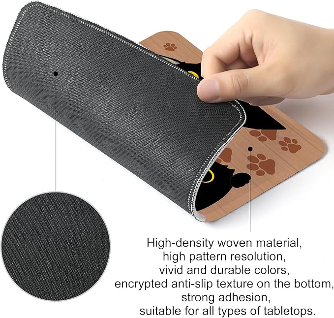 3 Black Cats Square Mouse Pad,Non-Slip Rubber Base Mouse Pad,Home Office Decoration Desktop Accessory,Laptop Mouse Pad for Office Laptops, 9.4x7.8x0.12inch.