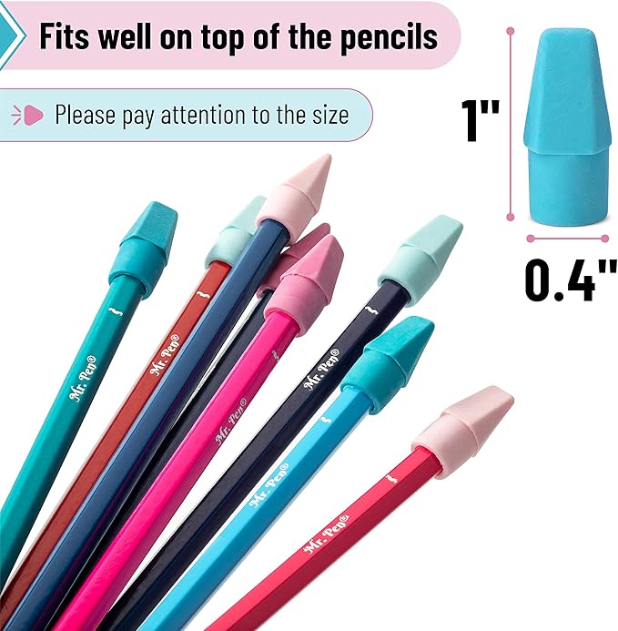 Mr. Pen- Pencil Erasers Toppers Bulk, 1000 Pack, Colorful, Latex Free, No Smudge, Mr Pen Erasers for Pencils