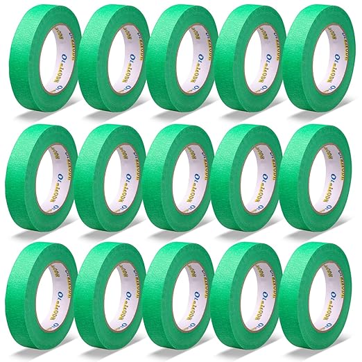 15 Rolls Green Painters Tape Bulk 1 inch x 825 Yards, Painters Masking Tape No Residue Wall Painting Tape Artist Tape Trim Edge Finishing Tape for Wall Painting Decoration DIY Supplies