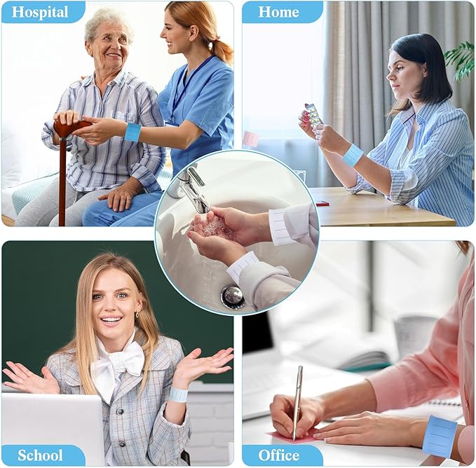 6 Pcs Nurse Silicone Bracelet To Do List Slap Silicone Reminder Bracelet Reusable Wearable Wrist Waterproof for Work Wrist Strap (Blue Color,Tranquil Style)