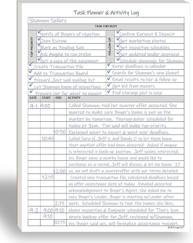 Task Planner & Activity Log Notepad – 60 Page Undated Daily & Hourly Planning Pad, To-Do List, Checklist, Track Time & Tasks, ADHD Tracker – Organize Workday, Boost Productivity – 8.5 x 11 Tear Sheets