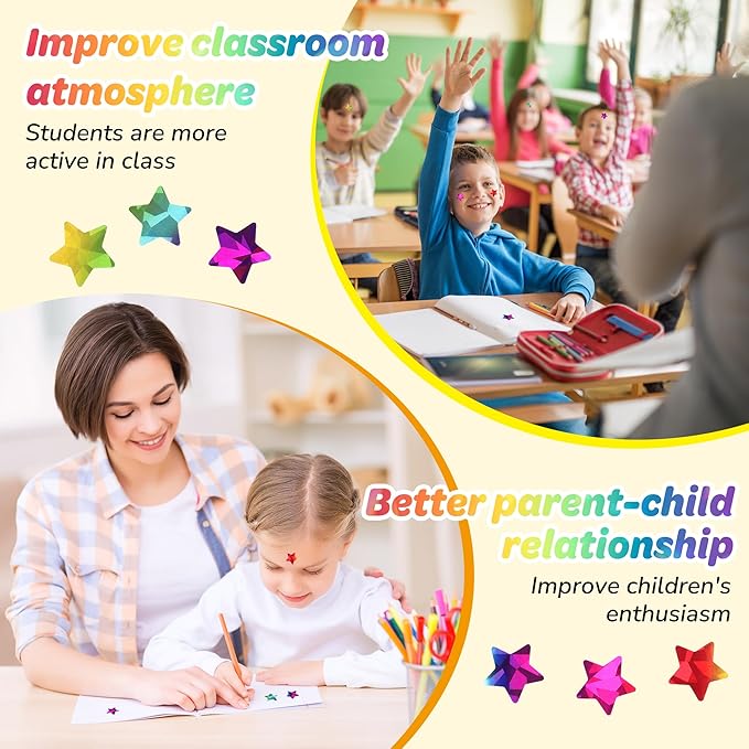 1,728 Holographic Star Stickers - Mini Stickers for Kids Classroom, Shiny Small Stars (0.6") for School Teacher Supplies & Behavior Reward Charts ST-32-S