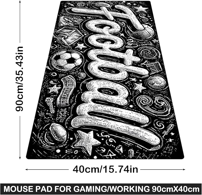 Nuxovilar Professional Large Mouse Pad & Computer Game Mouse Mat (35.4x15.7IN, Football Graffiti Art) (90 * 40cm Football Graffiti)