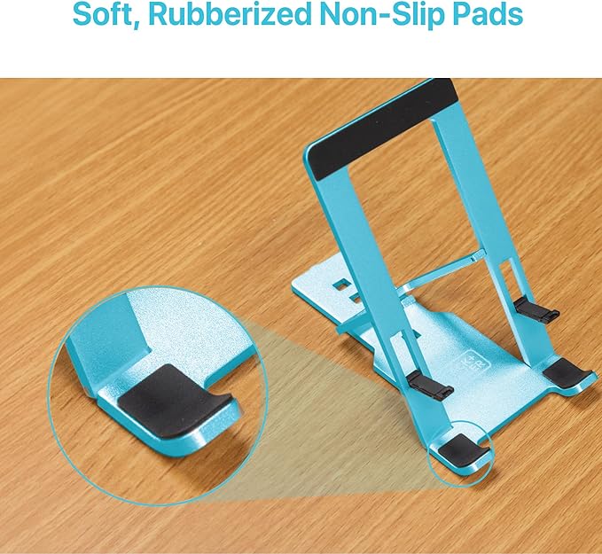 BLACK+DECKER Phone Stand for Desk - Folding Cell Phone Stand Holder - Adjustable and Portable, Folds Down Flat - for Office, Gaming, Bed, Travel - Phone Kickstand Compatible with iPhone (Loch Ness)