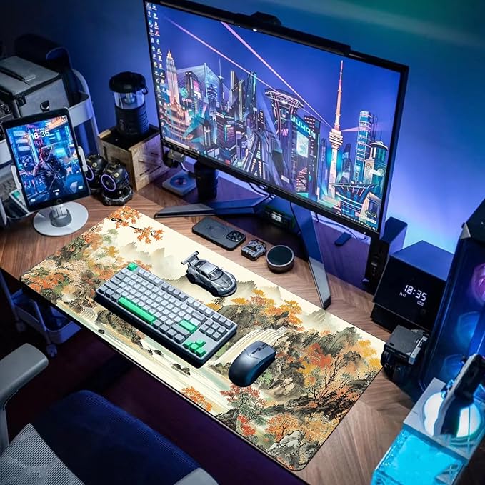Desk Mat Mouse Pad Gaming Desk Pad XL Large Mouse Mat Office Decor Accessories (Ink Falls)