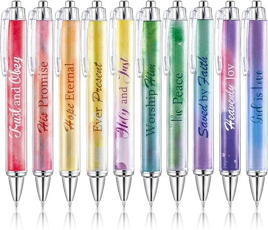 Mr. Pen- Christian Pen Set, 10 Pack, Gradient Style, Black Ink, Bible Verse Pens, Christian Pens for Women