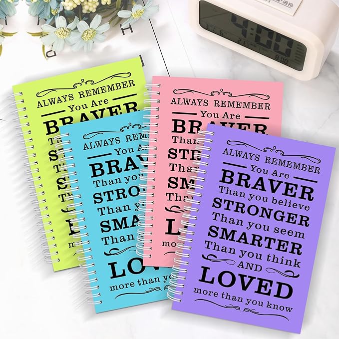 4Pcs Blank Spiral Notebook,Inspirational Gifts A5 Hardcover Sketch Book,Art Sketchbook for Drawing, Unlined, Plain Sketch Book for Women Men Work Writing,160 Pages (4, Blank Page mix light)