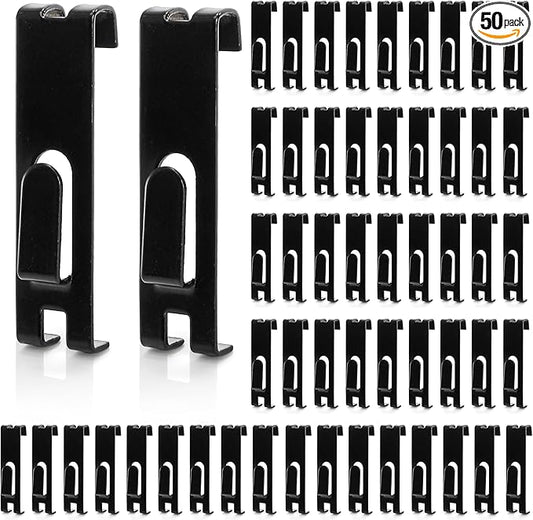 50 Pack Gridwall Hooks, Utility Notch Display Hook, Black Metal Gridwall Picture Hanger, Grid Wall Accessory for Art Clothes Painting, Panel, Pegboard, Shelf, Commercial Display