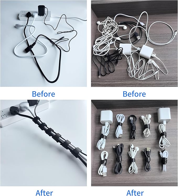 6 Inches Black Reusable Cable Ties,Multi-purpose Adjustable Cord Straps, Cable Organizer,Cord Wrap and Hook Loop Cords Management,Adjustable Cord Ties for Organizing Home, Office, Data Centers,56 PCS