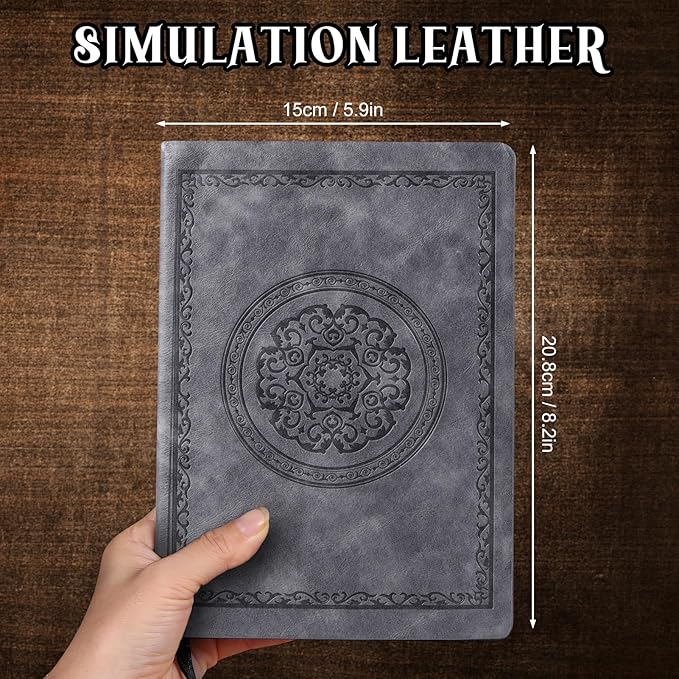 2026 Leather Vintage Journal Notebook,300 Pages,Leather Softcover Lined Journal Notebooks for Women Men,Notebook Journals for Writing Travel,Business,Office,Grey