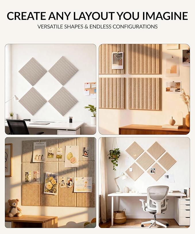 Large Felt Bulletin Board 48" x 36" with Push PINS & Wall Safe Adhesive Tabs – Modern Large Cork Board for Walls in Home or Office, Versatile Felt Board Layout, Cork Board, Vision Board, Dream Board