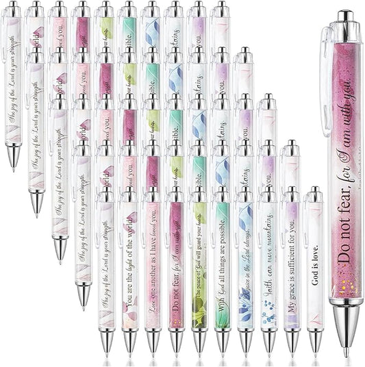 Mr. Pen- Christian Pen Set, 50 Pack, Floral, Black Ink, Bible Verse Pens Bulk, for Women Men