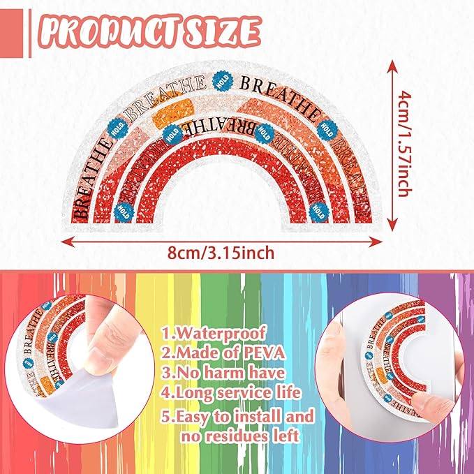 36 Pcs Sensory Strips Infinity Rainbow Anxiety Mindfulness Stickers Adults Stress Breathing Stickers Fidget Adhesives Rough Textured Tape for Classroom Desk Office Computer(Charming)