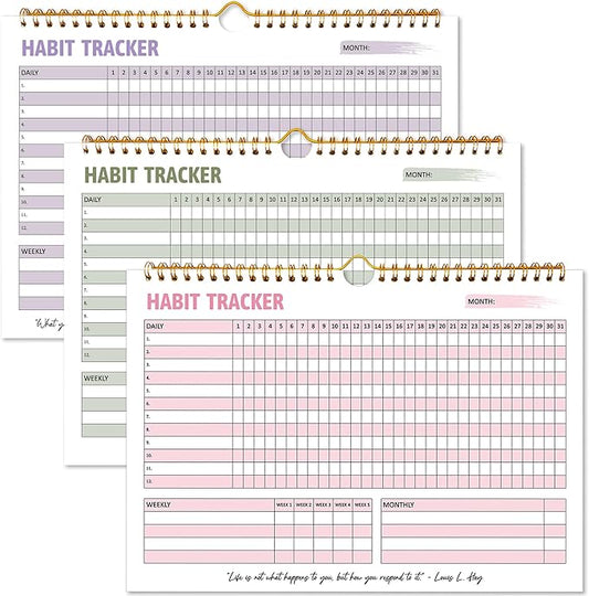 Habit Tracker Calendar, Daily Weekly Goal and Habit Tracker Journal, 12 Months Undated Habits Tracker Planner with Spiral Binding, Boost Productivity Tool and Workout Calendar, 11.7"x8.5"