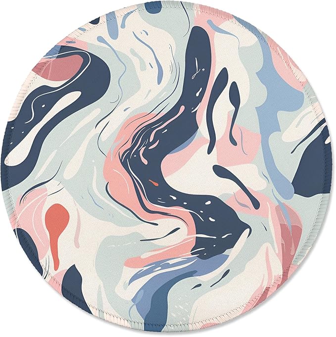 ITNRSIIET Round Mouse Pad with Stitched Edge Premium-Textured Waterproof Non-Slip Rubber Base Desktop Protection Mat Diameter 8.7 inches, Art Style Pattern