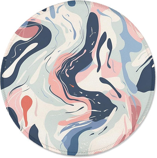ITNRSIIET Round Mouse Pad with Stitched Edge Premium-Textured Waterproof Non-Slip Rubber Base Desktop Protection Mat Diameter 8.7 inches, Art Style Pattern