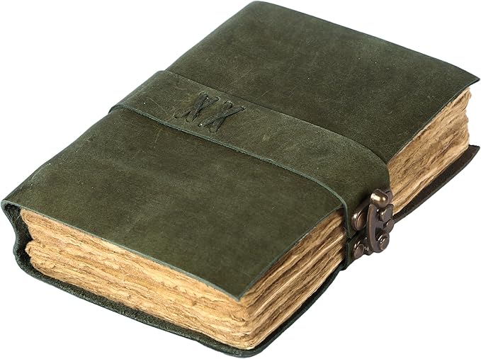 Vintage Leather Journal Handmade Buffalo Deckle Edge Paper – Leather Bound Journal for Women Men Vintage C-Lock Closure Ideal for Writing & Travel for Artists