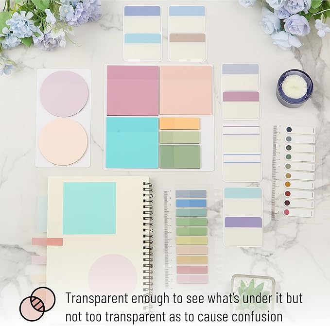 Mr. Pen- Transparent Sticky Note Set, 1000 Sheets, Colorful, Bible Sticky Notes Clear Sticky Notes Transparent, Transparent Sticky Notes for Bible Study, Stocky Notes for Bible Journaling