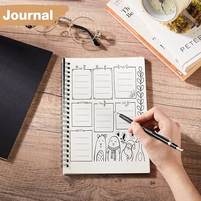 Epakh 36 Pack Blank Spiral Notebook Unlined Notebook Bulk A5 Soft Cover Students Sketchpads Memo Notepad for Drawing Art Back to School Gifts 100 Pages/ 50 Sheets, 8.3 x 5.5 Inches(Black)