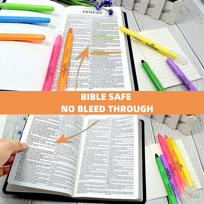 YISAN Bible Highlighters No Bleed,Gel Highlighter,Dry Highlighters,Crayon Marker Pens for Bible Study Journaling,8 Assorted Colors 20222