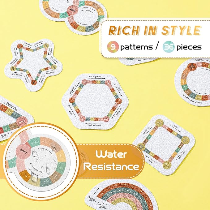 36 Pcs Anxiety Sensory Stickers Strips Adhesive Textured Mental Health Calm Stickers Mindfulness Fidget Decals Stress Anxiety Relief Items for Therapy Office Desk (Brown Breathe)