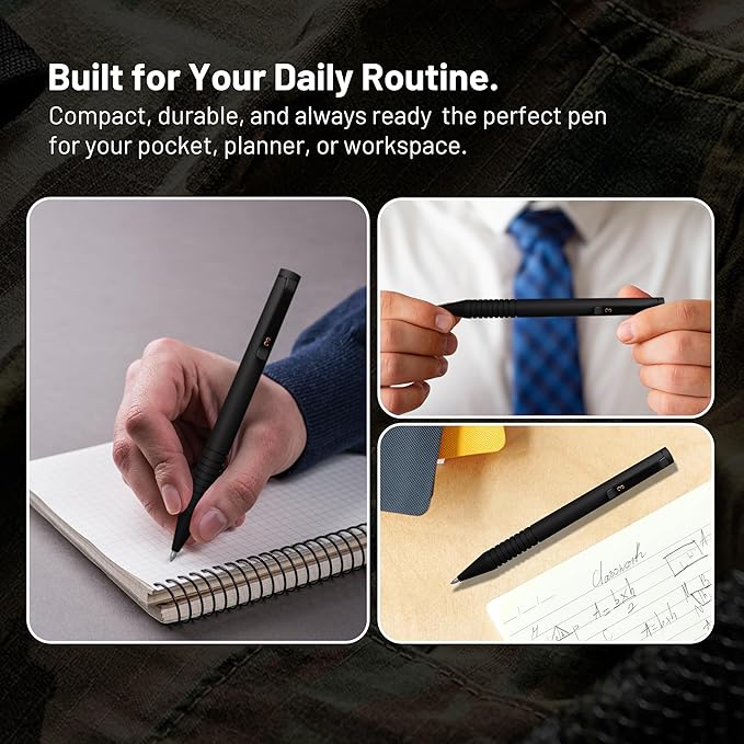 Everyman Black Super Matte Mini Twist Gel Pen | Compact Refillable 0.7mm Gel Pen with Twist Mechanism | Durable Metal EDC Writing Tool for Travel, Office, Work & Gifting