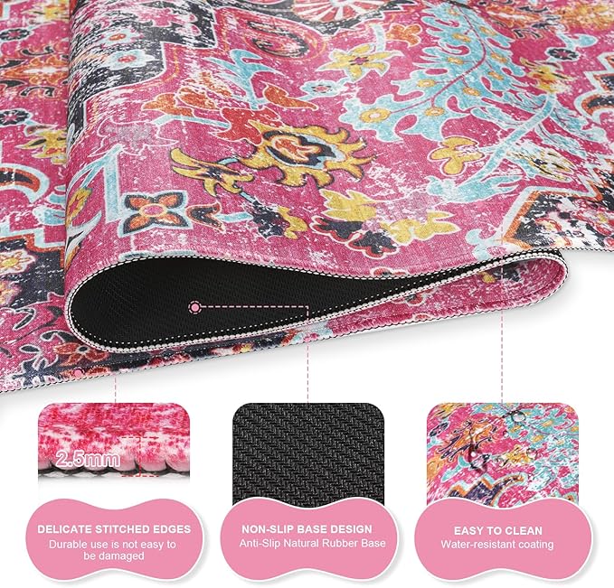 iLeadon Desk Mat Set, Mouse Pad with Wrist Rest + Keyboard Wrist Rest + Large Mouse Pad + Coaster, 4in1 Rug Large Gaming Mouse Pad Set for Home Office, Boho Retro Art