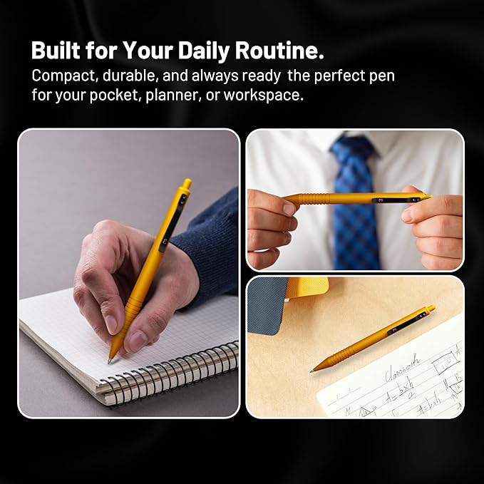 Everyman Amber Super Matte Grafton Pen & Refill Set | Refillable Metal 0.7mm Gel Pen with 3 Smooth Black Ink Refills | Premium EDC Writing Tool for Office, Work, Travel & Gifting